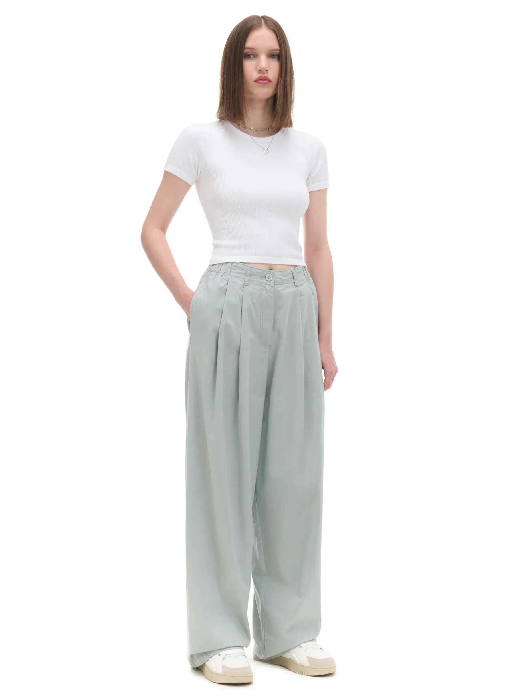 Bawełniane spodnie wide leg