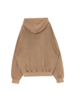 Beżowa bluza hoodie z efektem sprania