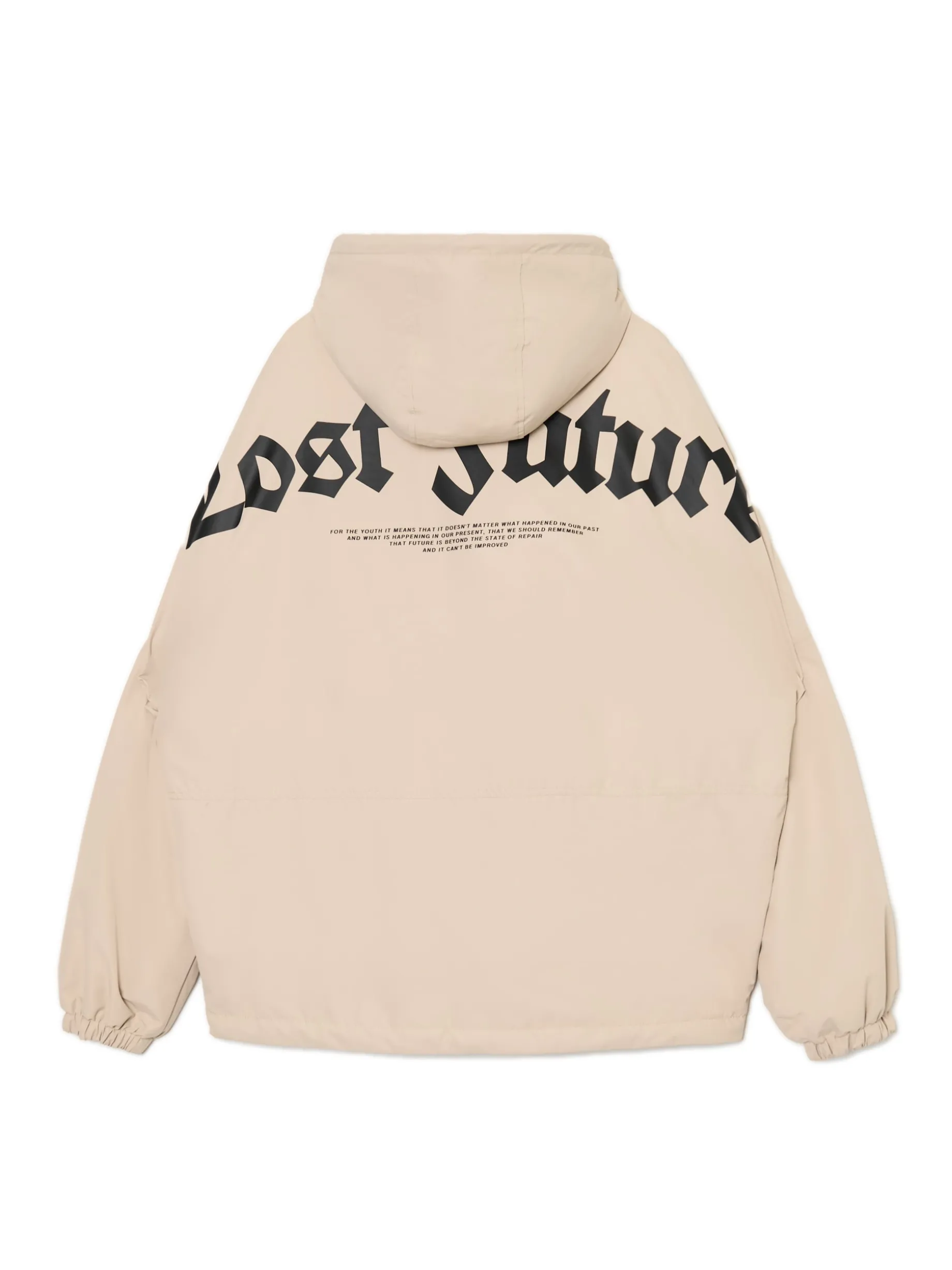 Beżowa kurtka z kapturem i nadrukiem
