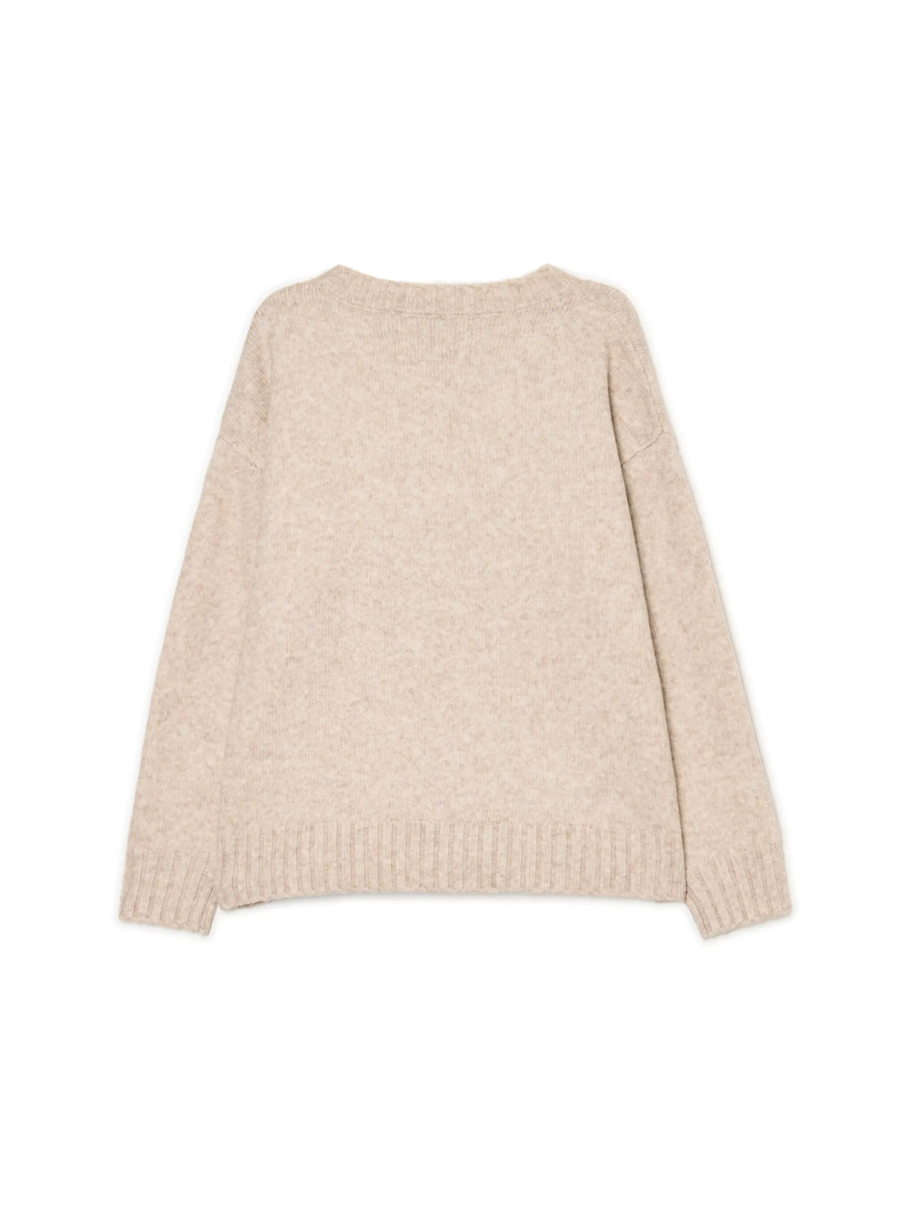 Beżowy gładki sweter
