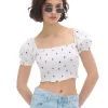 Biała bluzka crop top w kwiaty