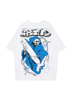 Biały T-shirt z nadrukami