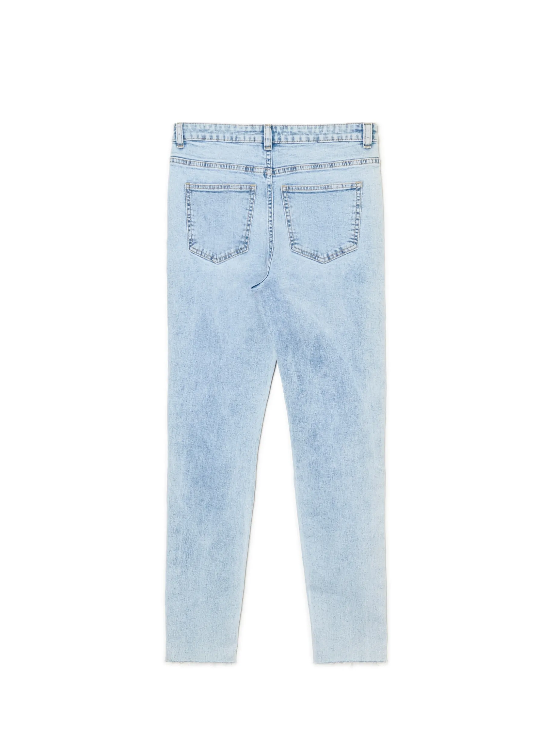 Błękitne jeansy skinny z przetarciami