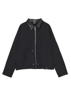 Bluza ze skórzanym kołnierzykiem