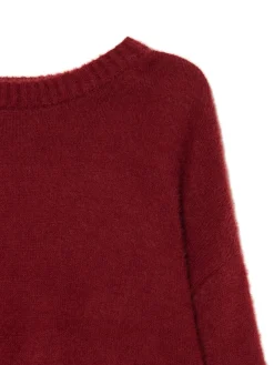 Bordowy gładki sweter