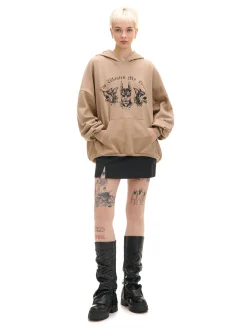 Brązowa bluza hoodie z dobermanami UNISEX