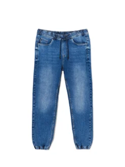 Ciemnoniebieskie jeansowe joggery