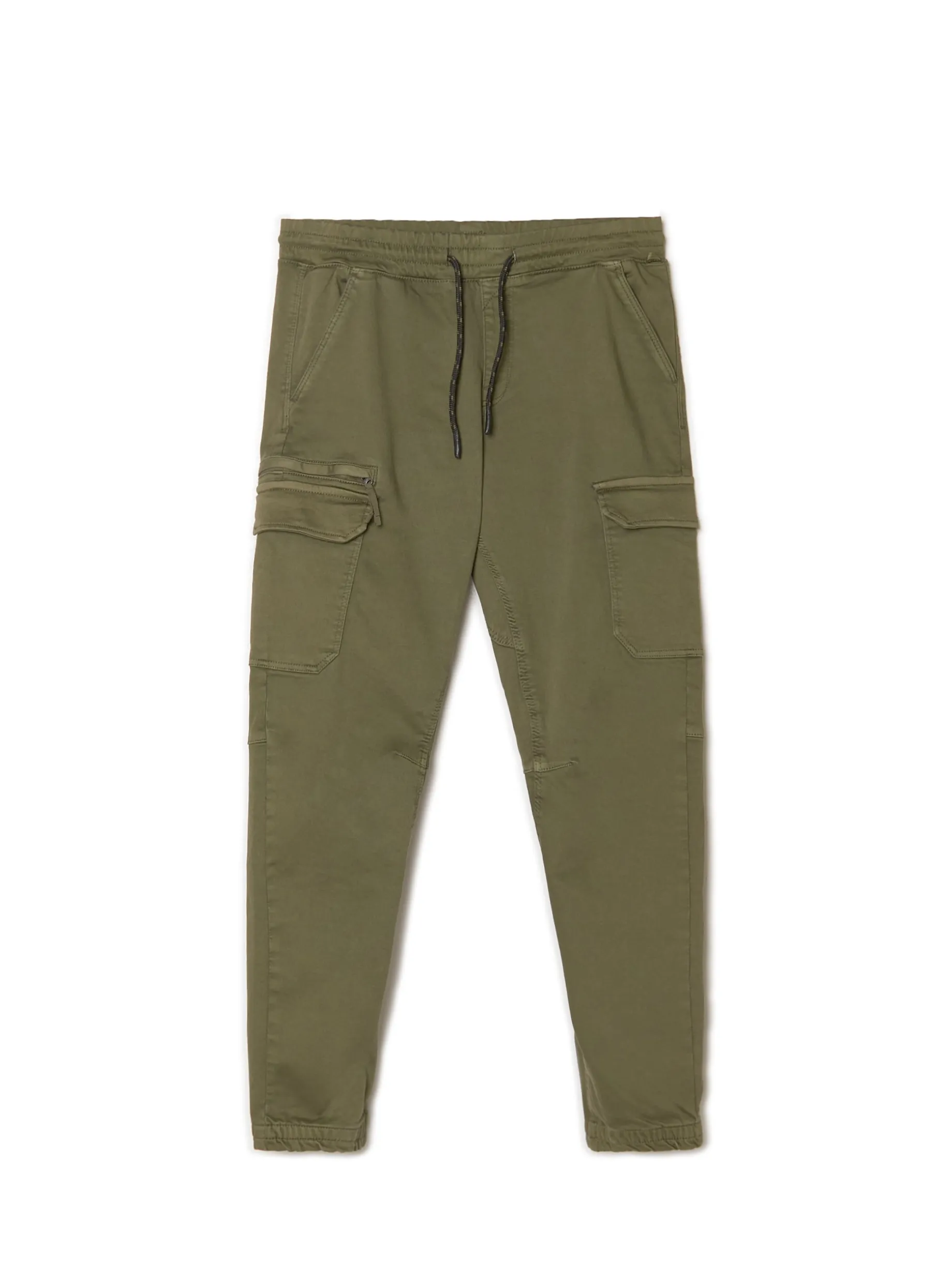 Ciemnozielone joggery basic z kieszeniami cargo