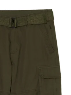 Ciemnozielone spodnie comfort z paskiem