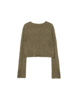 Ciemnozielony krótki sweter