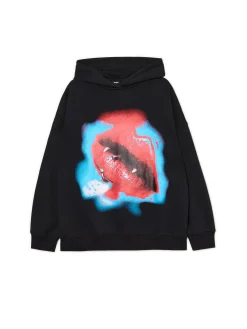 Czarna bluza hoodie z nadrukiem