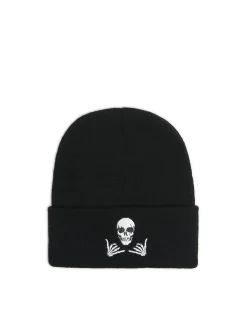 Czarna czapka beanie z kościotrupem