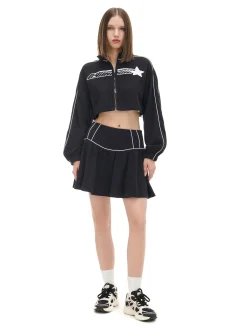 Czarna rozpinana bluza crop