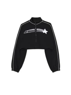 Czarna rozpinana bluza crop