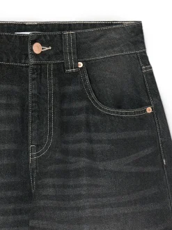 Czarne jeansy baggy z efektem sprania