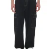 Czarne jeansy baggy z kieszeniami cargo
