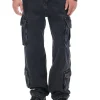 Czarne jeansy baggy z kieszeniami cargo