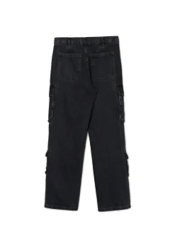 Czarne jeansy baggy z kieszeniami cargo