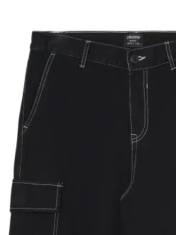 Czarne jeansy baggy z kieszeniami cargo