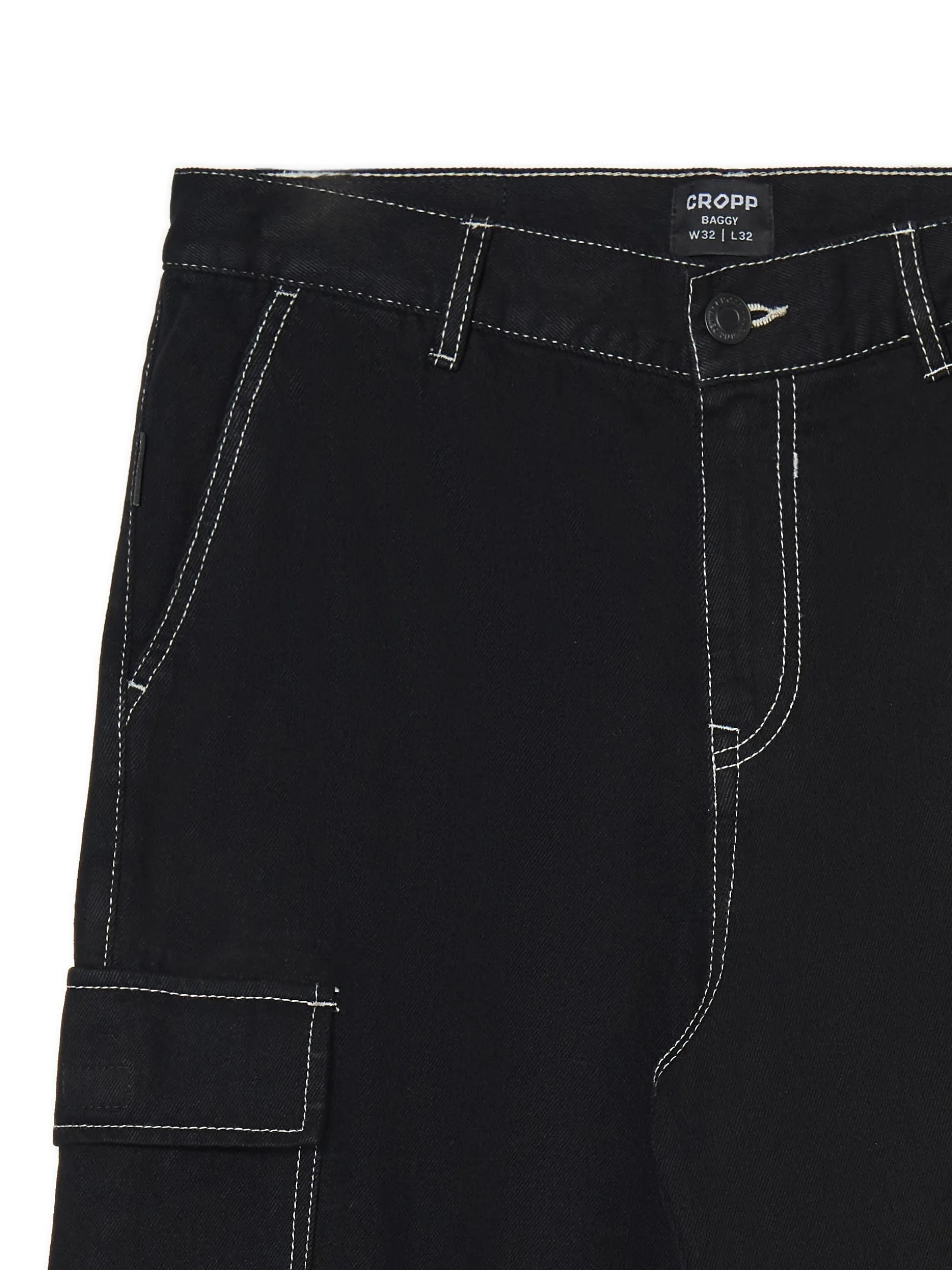 Czarne jeansy baggy z kieszeniami cargo