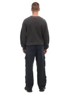 Czarne jeansy baggy z kieszeniami cargo