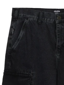 Czarne jeansy baggy z kieszeniami cargo