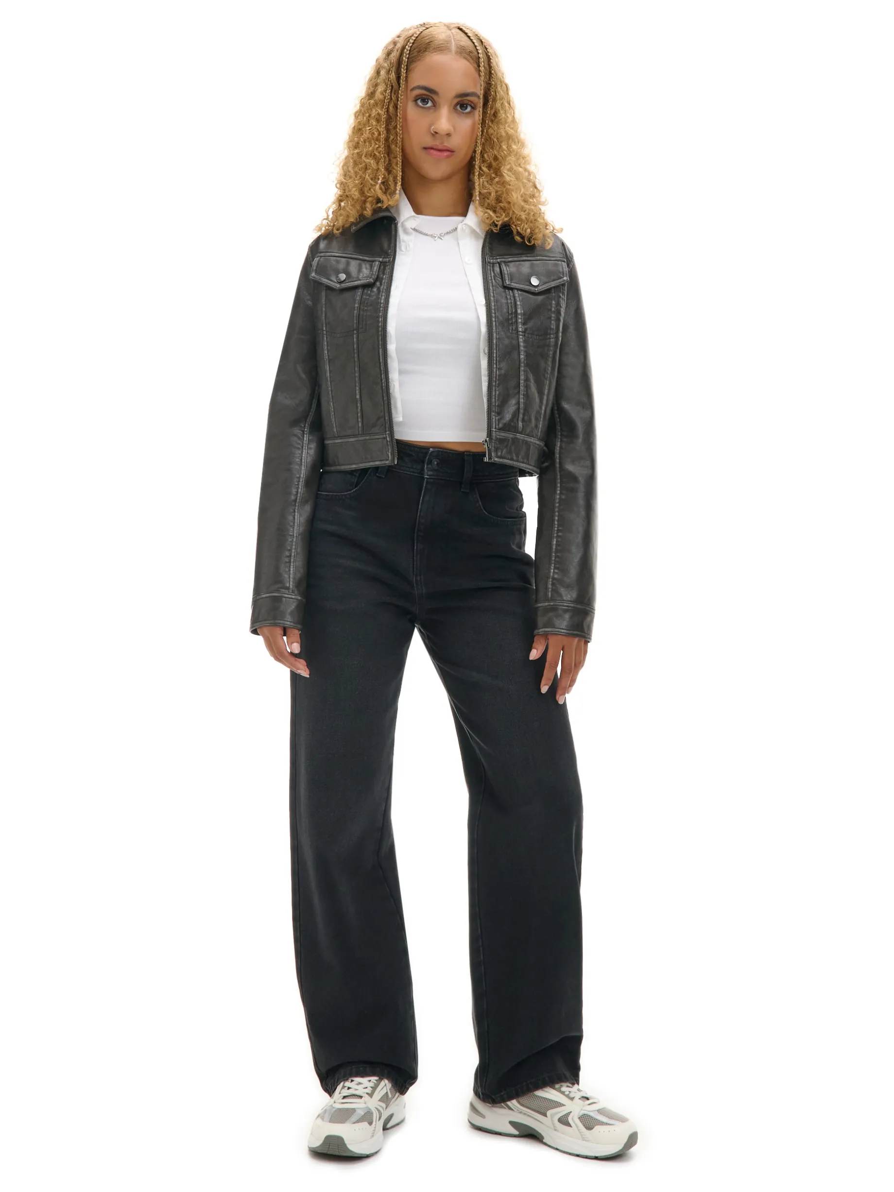 Czarne jeansy straight PETITE