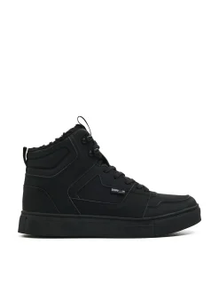 Czarne sneakersy ze sztucznym barankiem