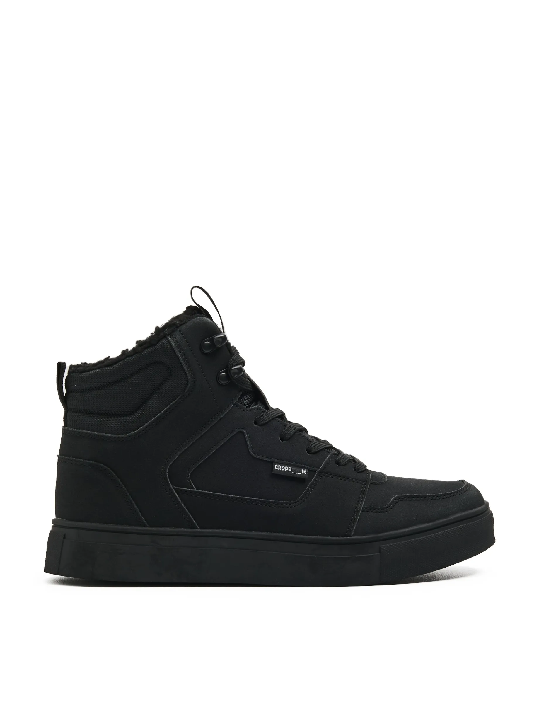 Czarne sneakersy ze sztucznym barankiem