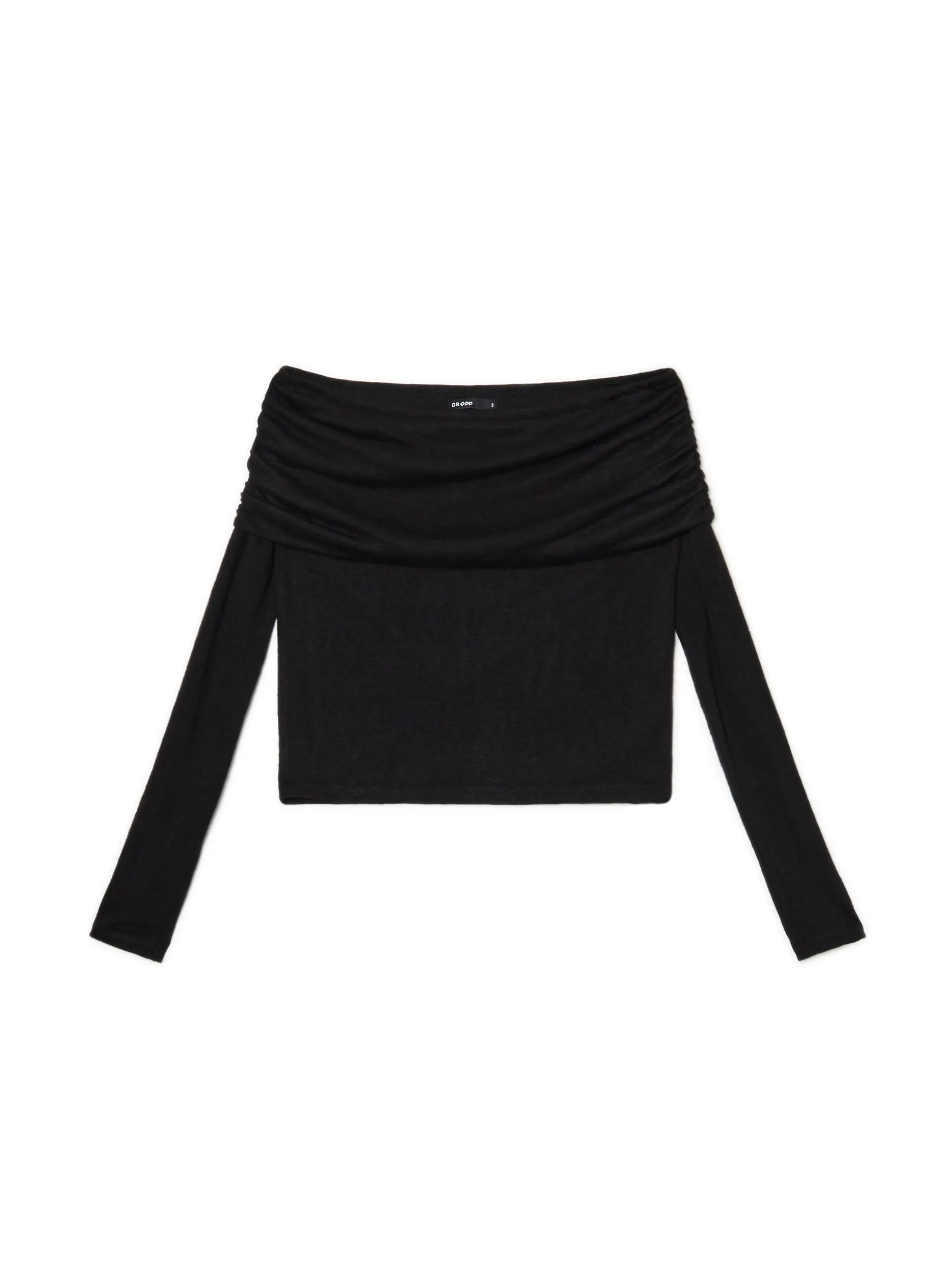 Czarny sweter typu carmen