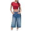 Czerwony crop top z cyrkoniami
