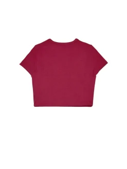 Czerwony crop top z cyrkoniami