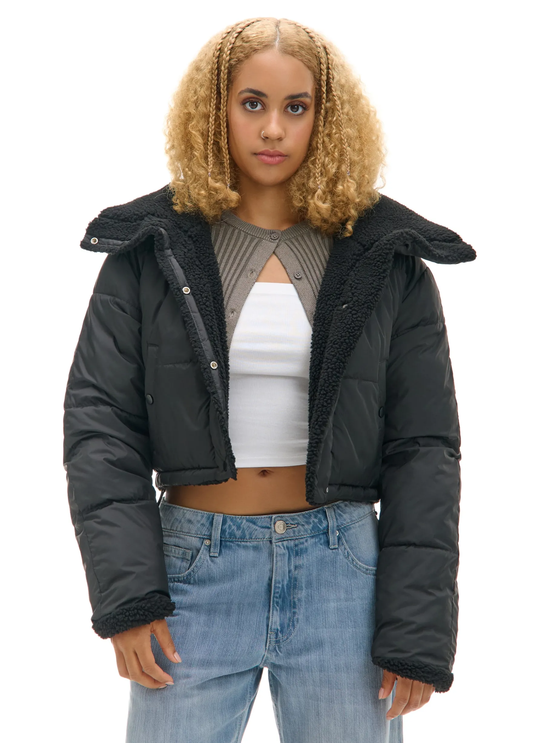 Dwustronna czarna kurtka puffer