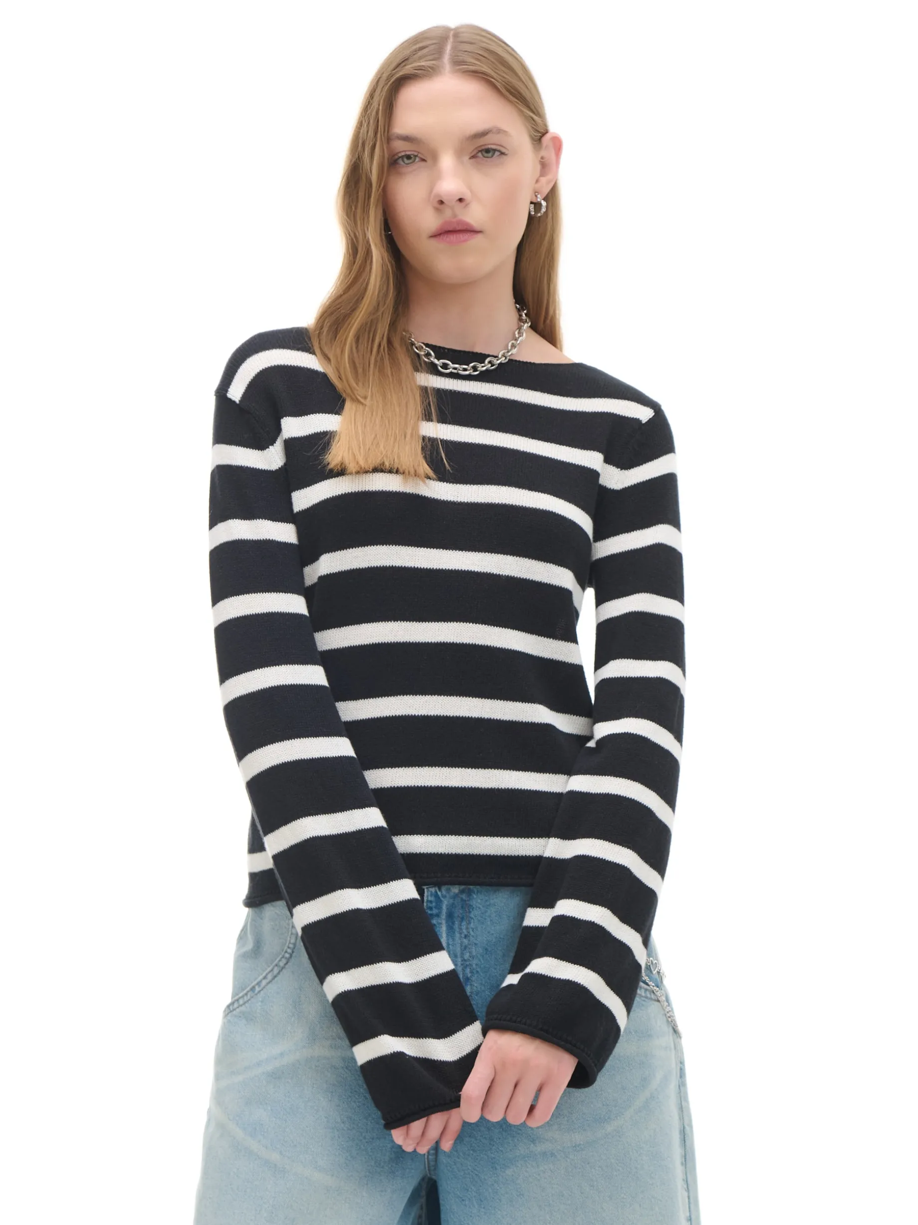 Dzianinowy sweter w paski