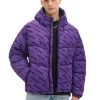 Fioletowa kurtka puffer z kapturem