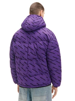 Fioletowa kurtka puffer z kapturem