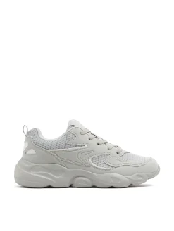 Jasnoszare sneakersy z odblaskowymi elementami