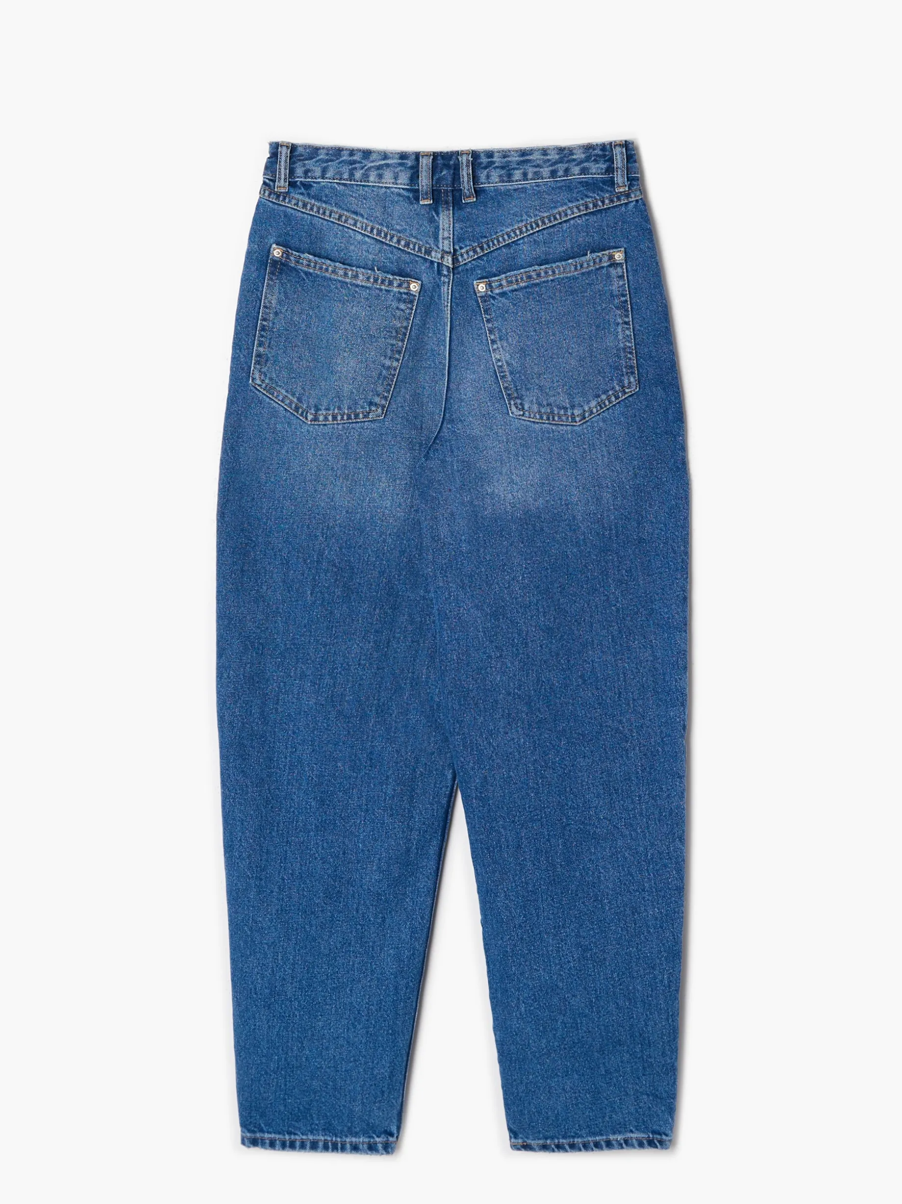 Jeansy barrel z przetarciami
