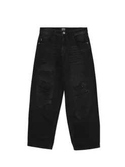 Jeansy super baggy z przetarciami