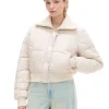 Kremowa pikowana kurtka bomber