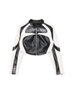 Krótka kurtka w stylu racing