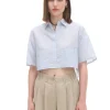 Luźna niebieska koszula crop