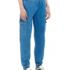 Niebieskie jeansowe joggery cargo