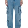 Niebieskie jeansy baggy z kieszeniami cargo