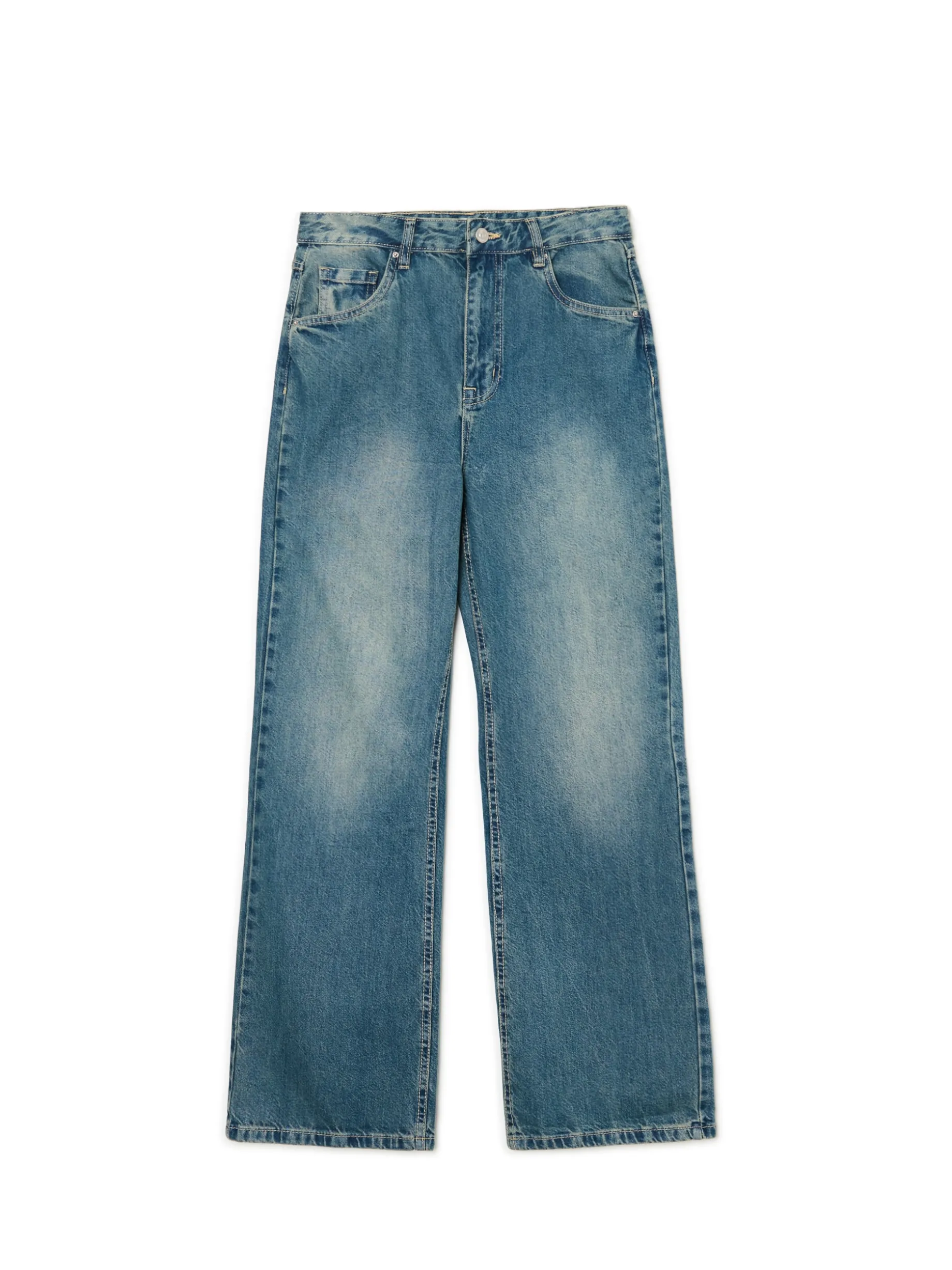 Niebieskie jeansy retro wide leg