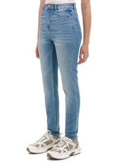 Niebieskie jeansy skinny z kieszeniami