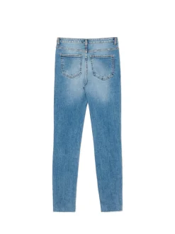 Niebieskie jeansy skinny z przetarciami