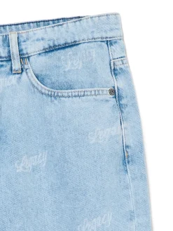 Niebieskie jeansy wide leg z laserowym printem