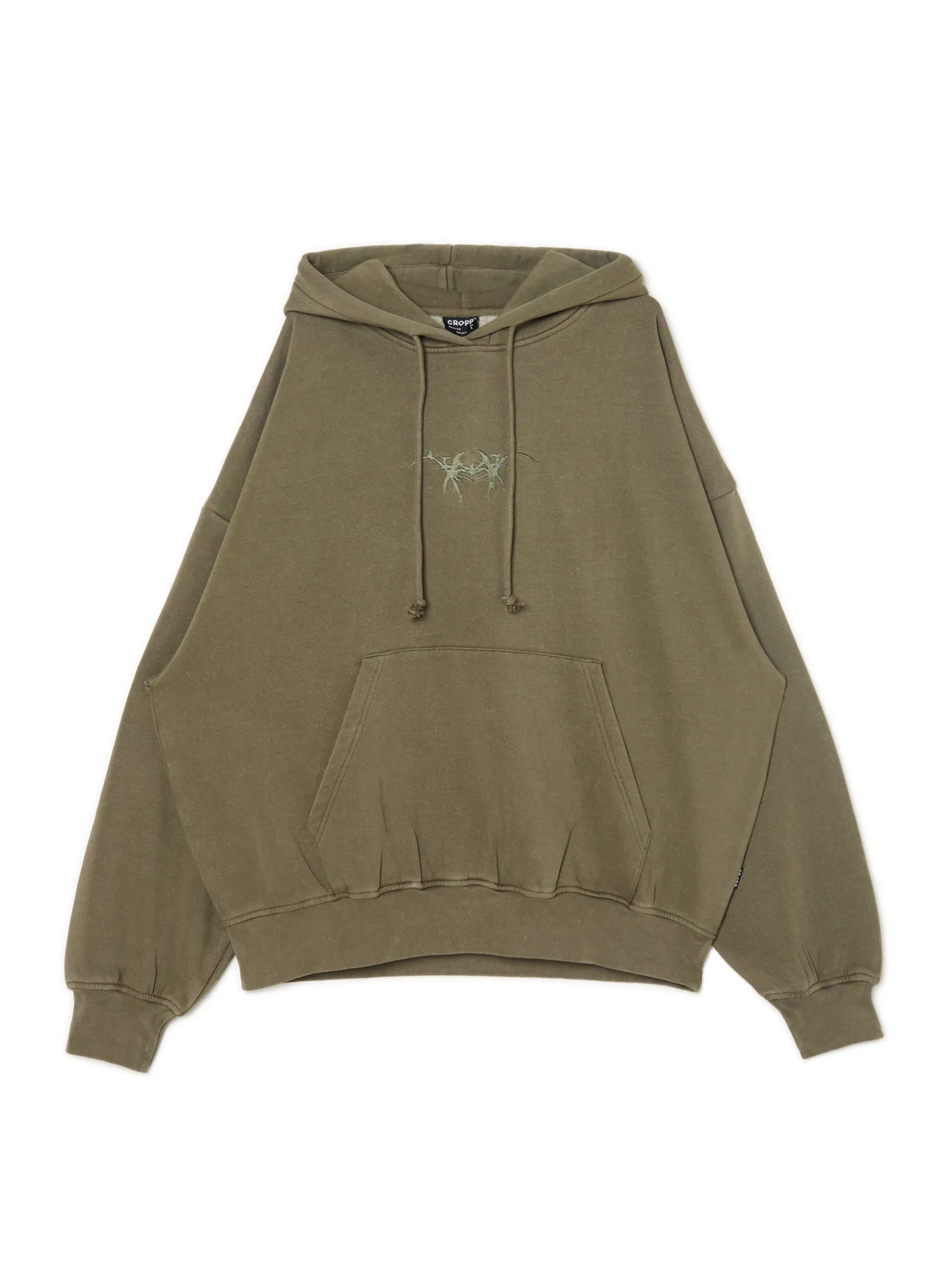 Oliwkowa bluza hoodie z naszywką UNISEX