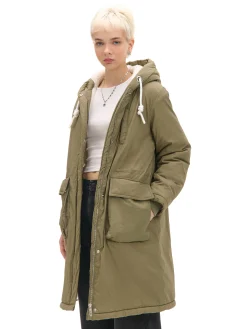 Oliwkowa parka z kapturem